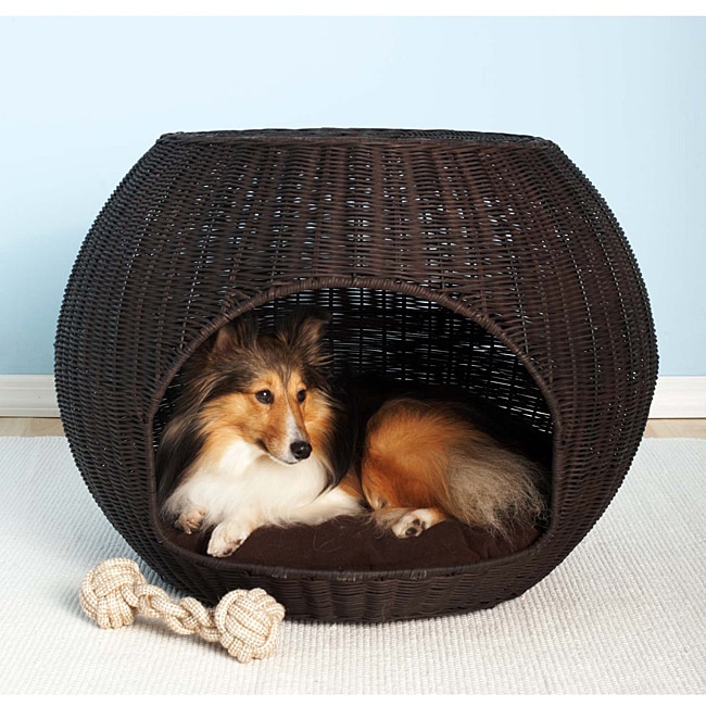 The Igloo Indoor/Outdoor Brown Faux-rattan Pet Bed/End Table - Free ...