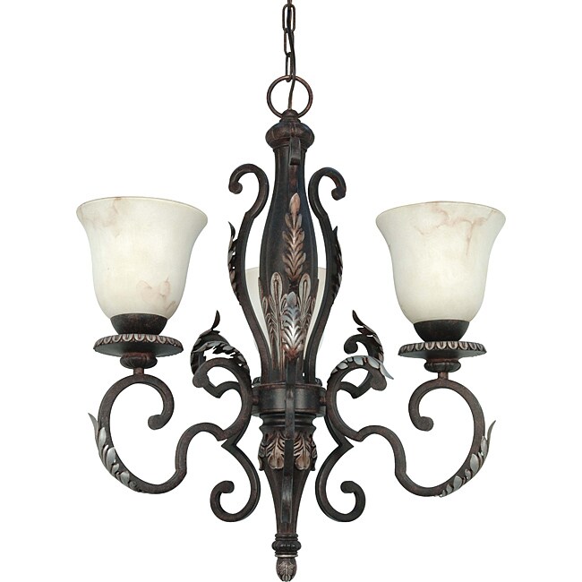 Cipriani Chandelier 3-light Garnet Bronze Finish with Marbleized Glass