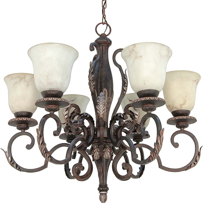 Cipriani Chandelier 6-light Garnet Bronze Finish with Marbleized Glass