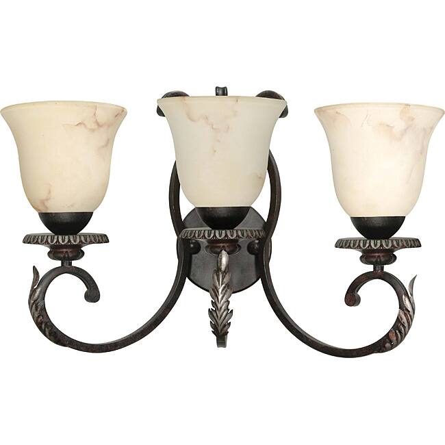 Cipriani Vanity and Wall 3-light Garnet Bronze Finish with Marbleized Glass