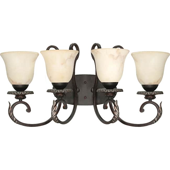 Cipriani Vanity and Wall 4-light Garnet Bronze Finish with Marbleized Glass