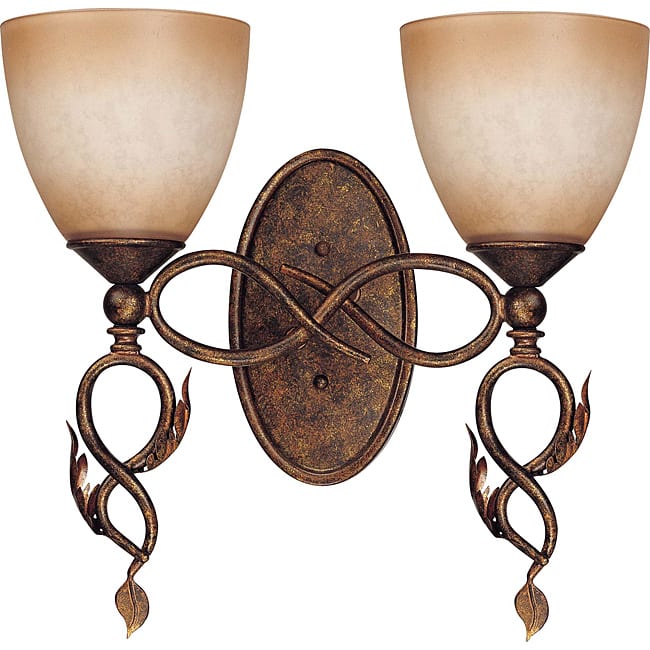 Trellio Vanity and Wall 2-light Autumn Gold Finish with Toffee Crunch Glass