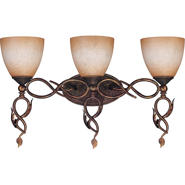 Trellio Vanity and Wall 3-light Autumn Gold Finish with Toffee Crunch Glass