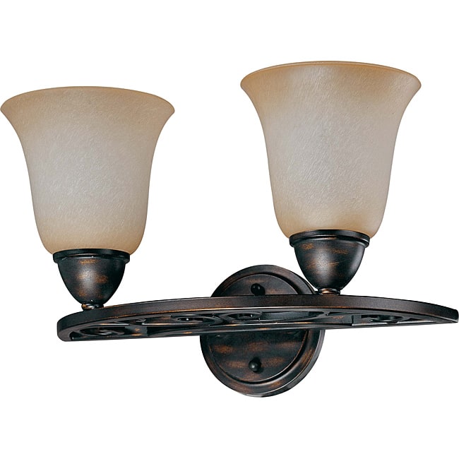 Pickford Vanity and Wall 2-light Distressed Bronze Finish with Brushed Wheat Glass