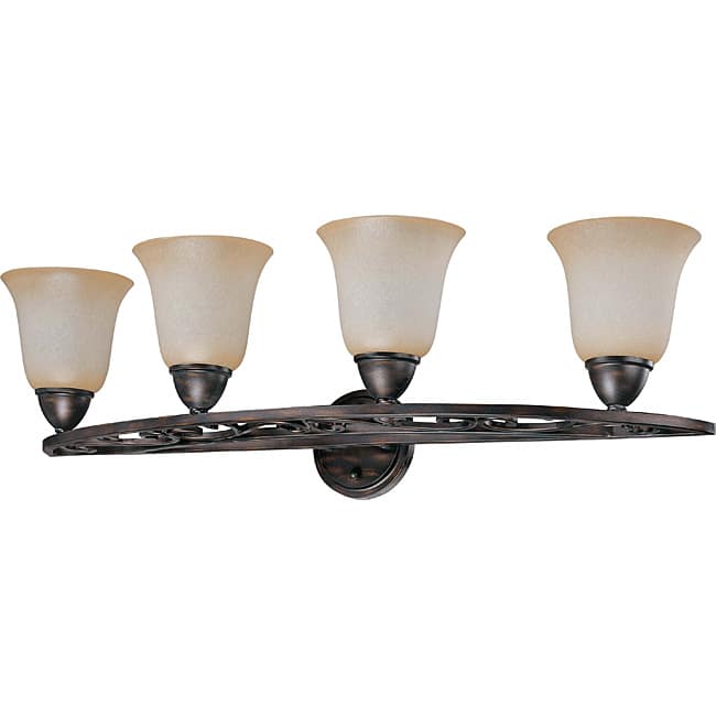 Pickford Vanity and Wall 4-light Distressed Bronze Finish with Brushed Wheat Glass