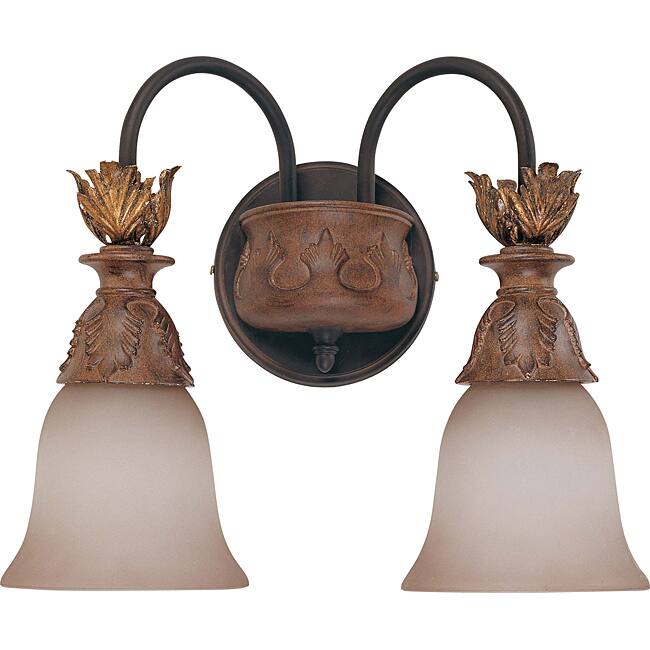 Verdone Vanity and Wall 2-light Gilded Cage Finish with Amber Bisque Glass