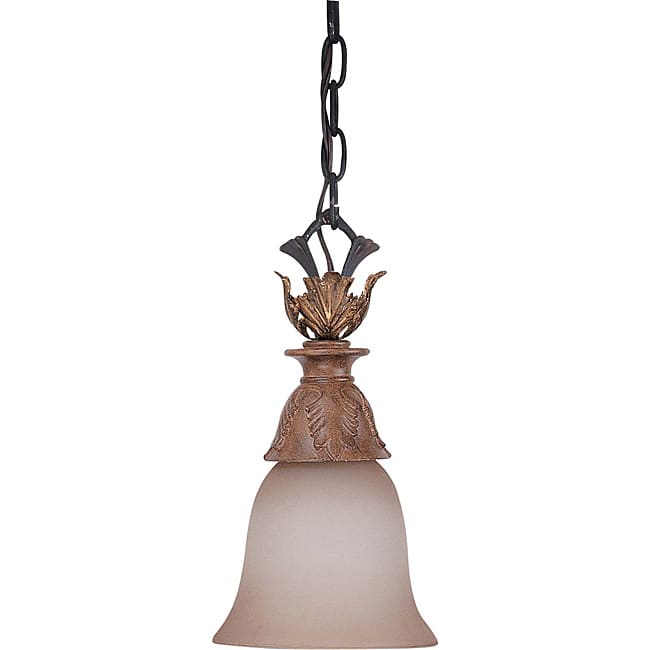 Verdone Mini-pendant Gilded Cage Finish with Amber Bisque Glass