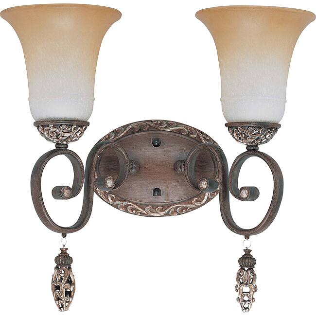 Palermo Vanity and Wall 2-light Cappuccino Finish with Amaretto Glass