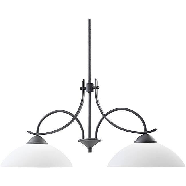 Transitional Distressed Black 2-light Island Light