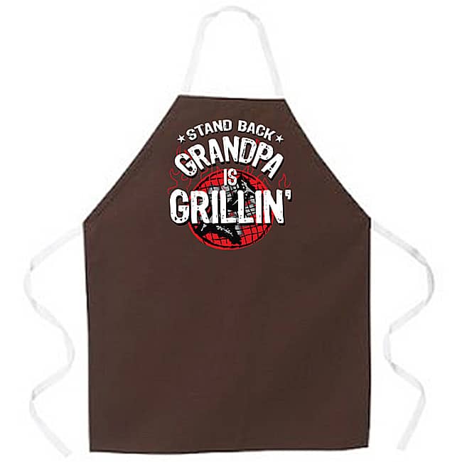 'Stand Back Grandpa is Grillin' Apron-Brown