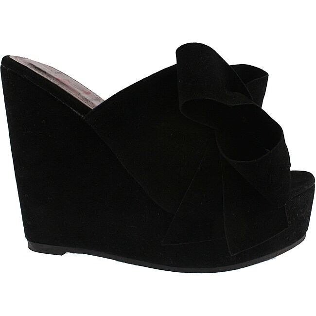 Elegant by Beston Women's 'Camila2' Black Platform Slipons Free