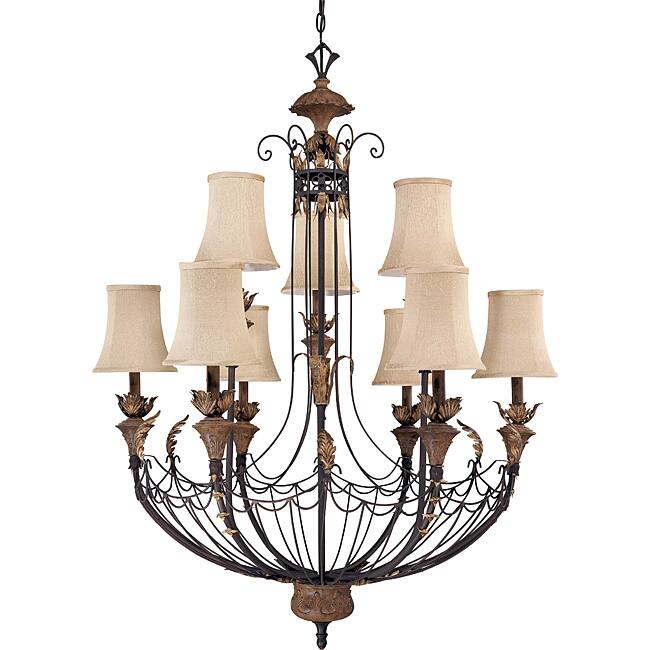 Verdone Gilded Cage Amber Bisque 9-Light Chandelier