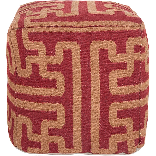 Decorative Argyle Maroon Pouf