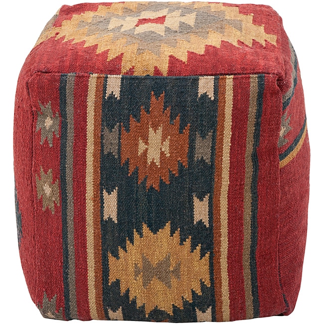 Decorative Southwestern Maroon Pouf