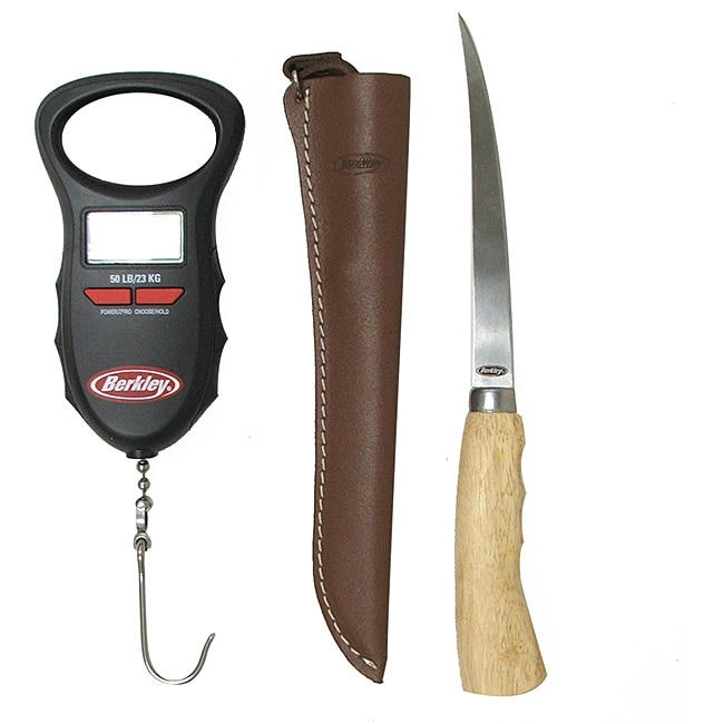 Berkley 50 pound Digital Scale and Wood Handle Fillet Knife Combo 