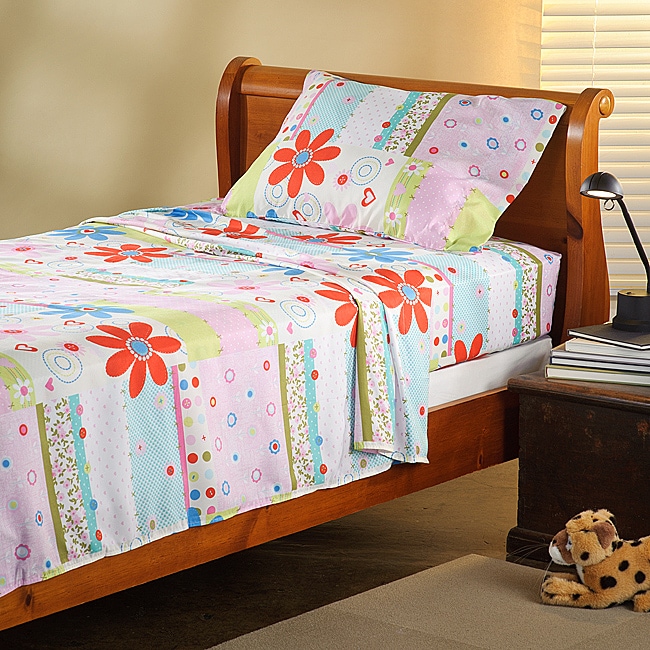 Expressions Microfiber Flower Childrens Full Sheet Set