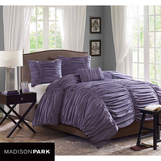 Madison Park Melrose Plum 4 piece King size Comforter Set