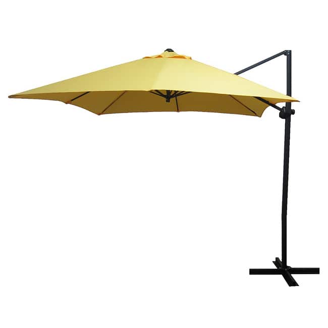 Escada Designs Elegant Sunflower Yellow 10x10 Offset Square Steel Umbrella