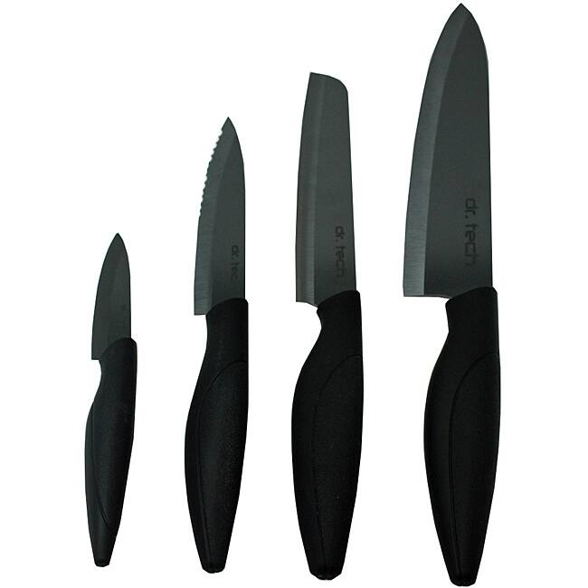 Dr. Tech Black Blade Ceramic 4-piece Knife Set