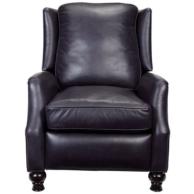 Charles Navy Blue Leather Recliner Club Chair  
