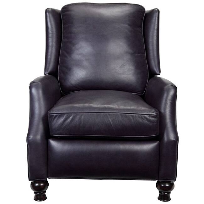 Charles Navy Blue Leather Recliner Club Chair