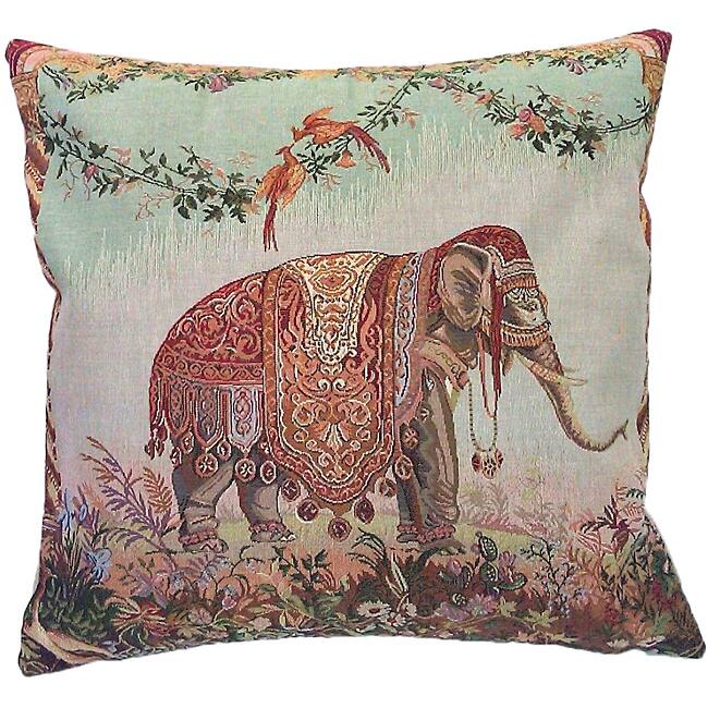 Corona Decor French Woven Elephant Decorative Pillow