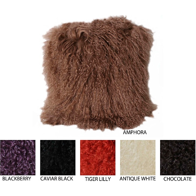 Mongolian Sheepskin Decorative Throw Pillow  