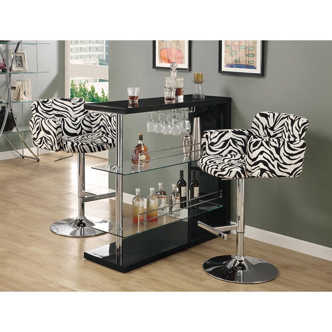 Metal Chrome/ Zebra Hydraulic Lift Bar Stool