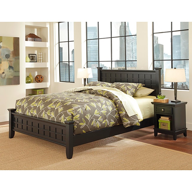 Home Styles Arts & Crafts Black Queen Bed and Night Stand 