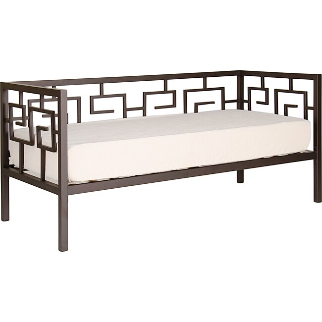 Greek Key Bronze Twin Daybed and Memory Foam Mattress