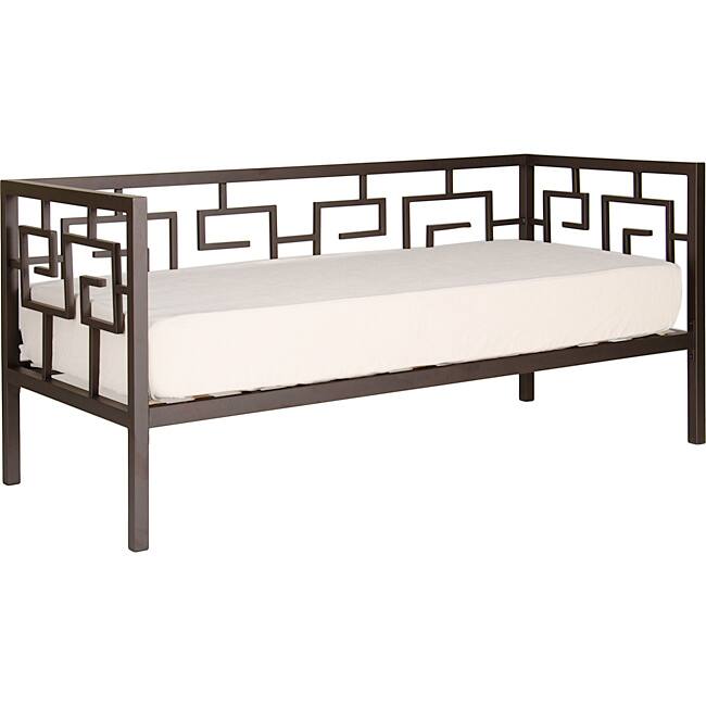 Greek Key Bronze Twin Daybed and Memory Foam Mattress