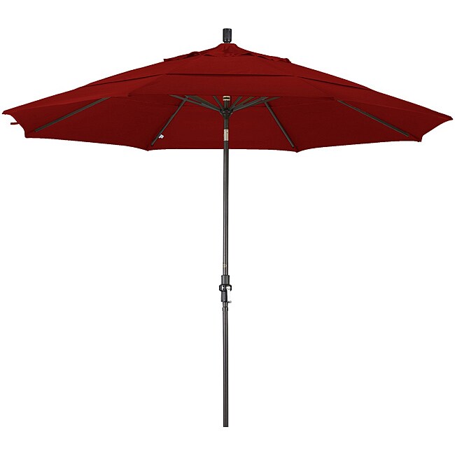 Fiberglass Brick Red Olefin Crank/tilt Umbrella (11 foot) (Brick RedMaterials Fade resistant fabric, aluminumPole materials AluminumDurable bronze poleWeatherproofFabric is resistant to mold and mildewClosure type Crank SystemShade UV Protection Dimens