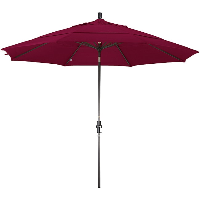 Fiberglass Burgundy Olefin Crank/tilt Umbrella (11 foot ) (BurgundyMaterials Fade resistant fabric, aluminumPole materials AluminumDurable bronze poleWeatherproofFabric is resistant to mold and mildewClosure type Crank systemShade UV Protection Dimensi