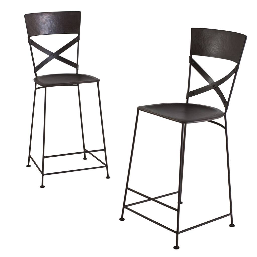 Handmade X-Back Zinc Counter Stool (Set of 2) (India)