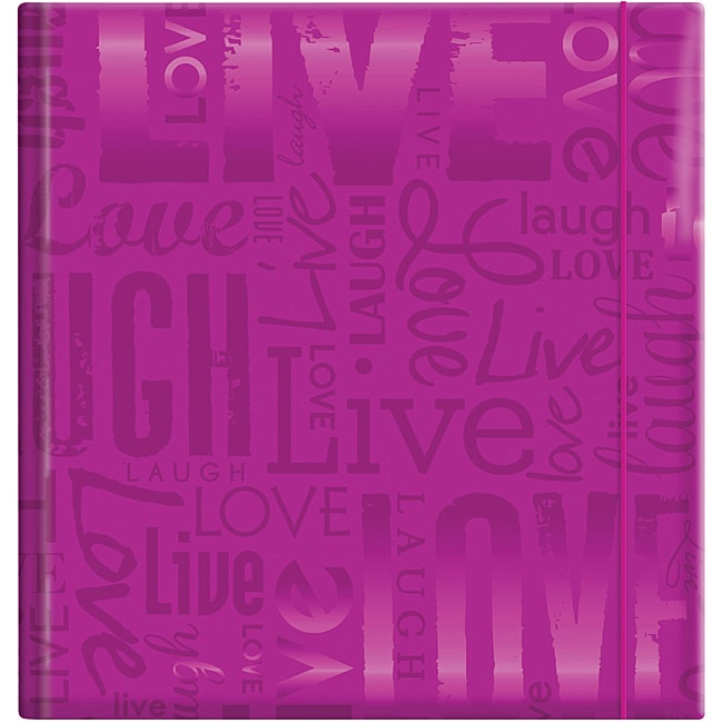 Embossed Gloss Live, Love, Laugh Expressions Bright Purple Photo Album (holds 200 Photos)