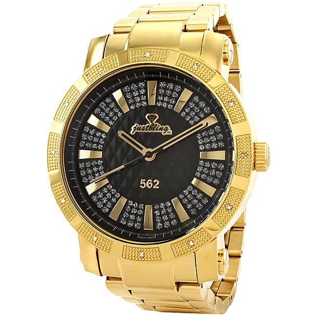 JBW Mens 562 Pave Dial 18k Gold plated Diamond Watch