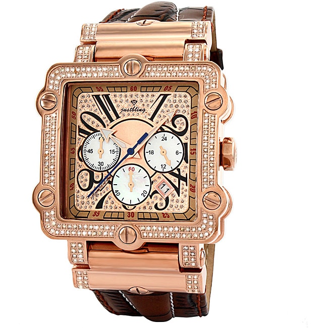 JBW Mens Phantom Rose Goldplated Chronograph Diamond Watch 