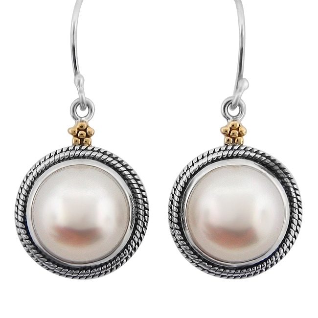Meredith Leigh 14k Gold And Sterling Silver Fw Pearl Earrings Meredith Leigh 14k Gold And Sterling Silver Fw Pearl Earrings 10 Mm