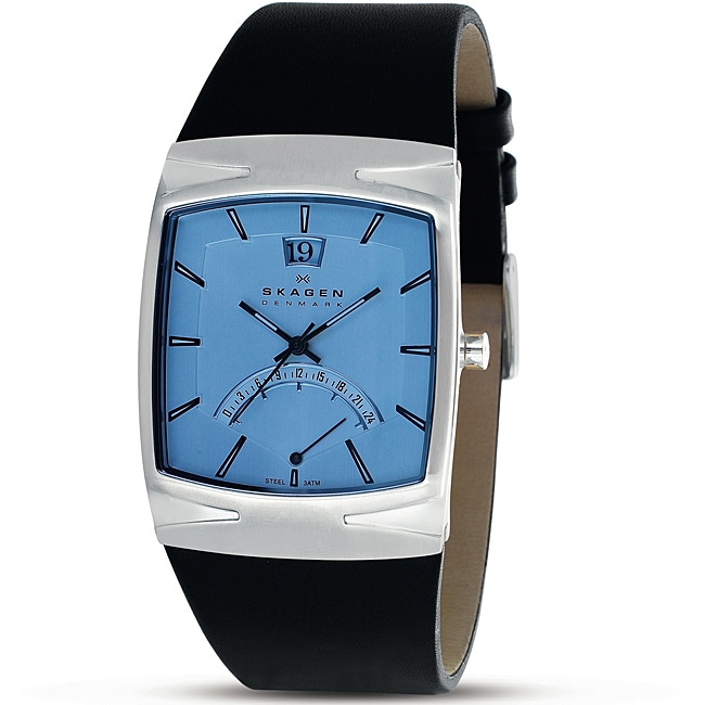 Skagen Mens Black Leather Watch Today $120.99 