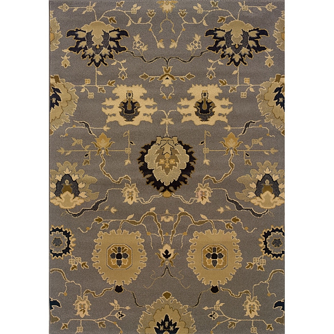 Gray/gold Floral Transitional Area Rug (78 X 1010)