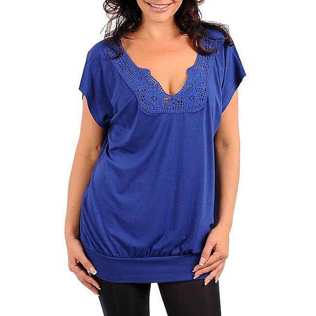 Stanzino Women's Plus Size Purple Crocheted Top