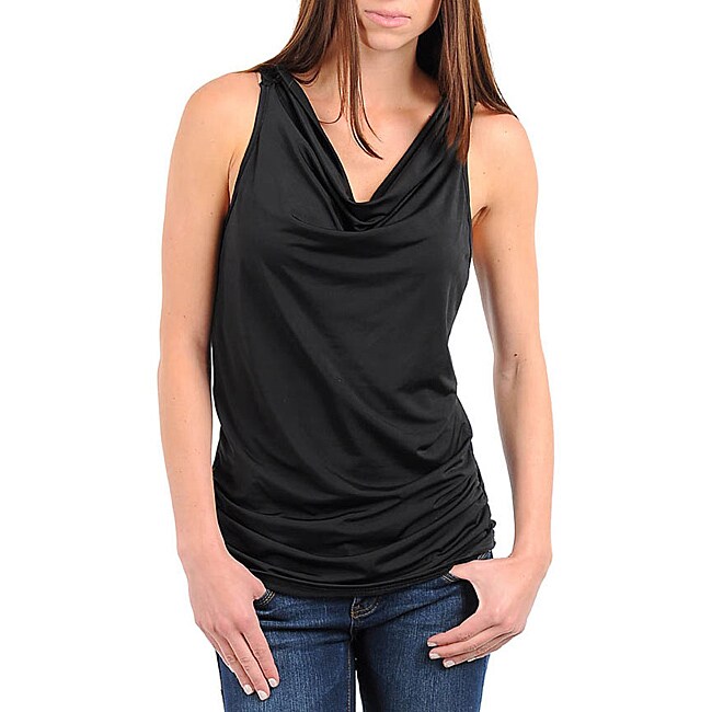womens black cowl neck top