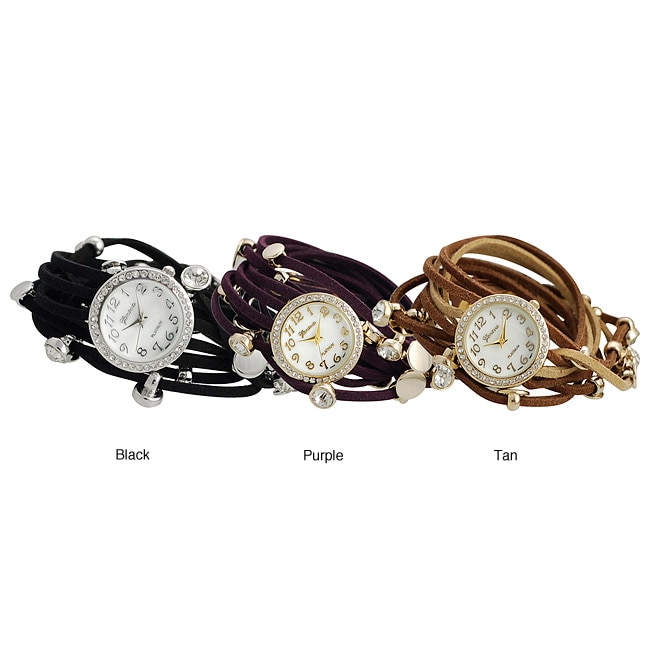 Geneva Platinum Womens Rhinestone Multi strand Wrap around Watch