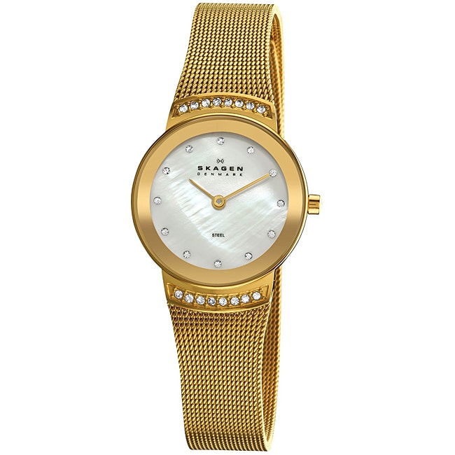 Skagen Womens Stainless Steel Gold Mesh Band Watch 