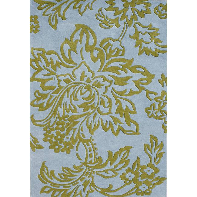 Alliyah Handmade Marine Blue New Zealand Blend Wool Rug - 5' x 8'