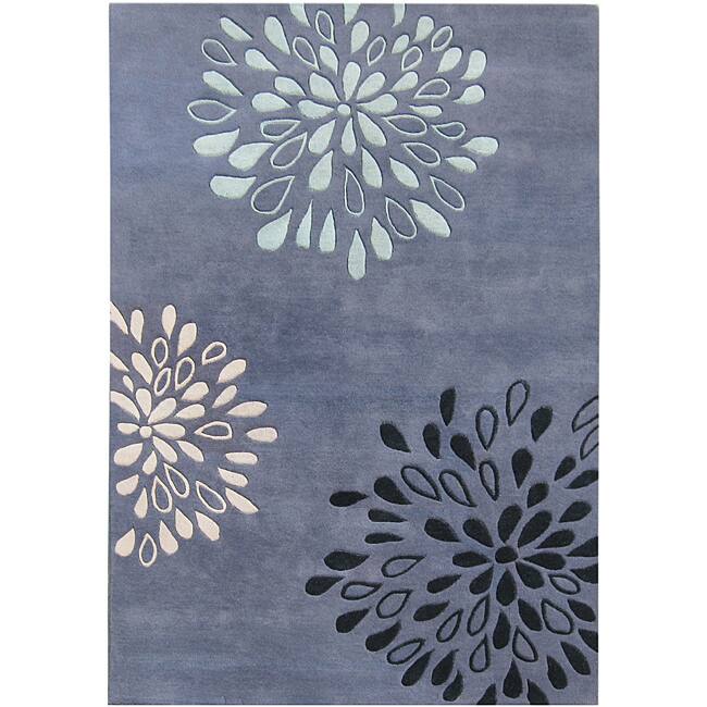 Alliyah Handmade Moon Light Blue New Zealand Blend Wool Rug - 6' x 9'