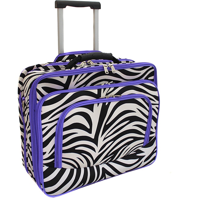  Purple Trim Zebra Fashion Print Womens Rolling 17 inch Laptop Case
