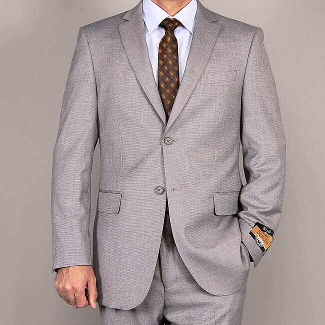 Shop Men's Light Gray Wool/ Silk Suit - Free Shipping Today - Overstock ...