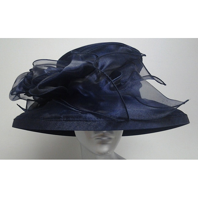 Swan Womens Navy Organza Packable Church Hat 