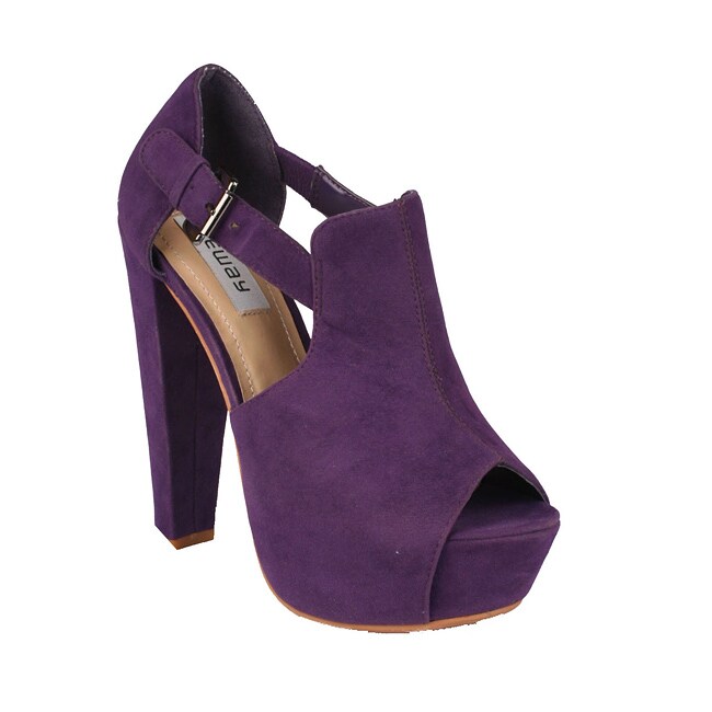 Neway by Beston 'Daisy-02' Women's Purple Peep-toe Chunky Heels - Free ...